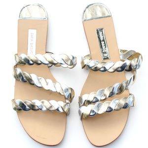 ZARA BASIC FAUX METALLIC LEATHER SANDALS